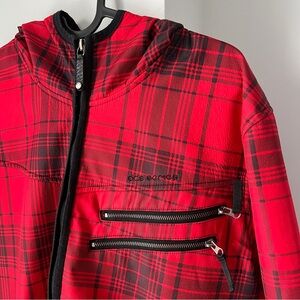 DCS Collection Red Plaid Zip Jacket, Streetwear, Black Trim, Zippers, Y2K, Size
